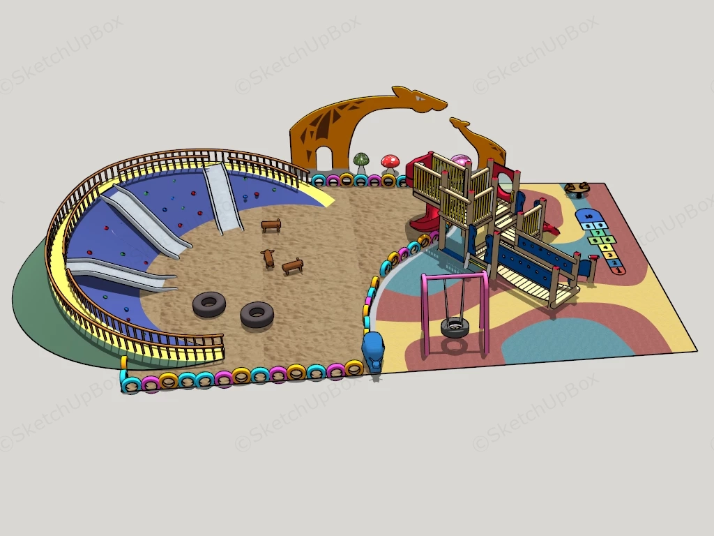 Sandpit Playground Design sketchup model preview - SketchupBox