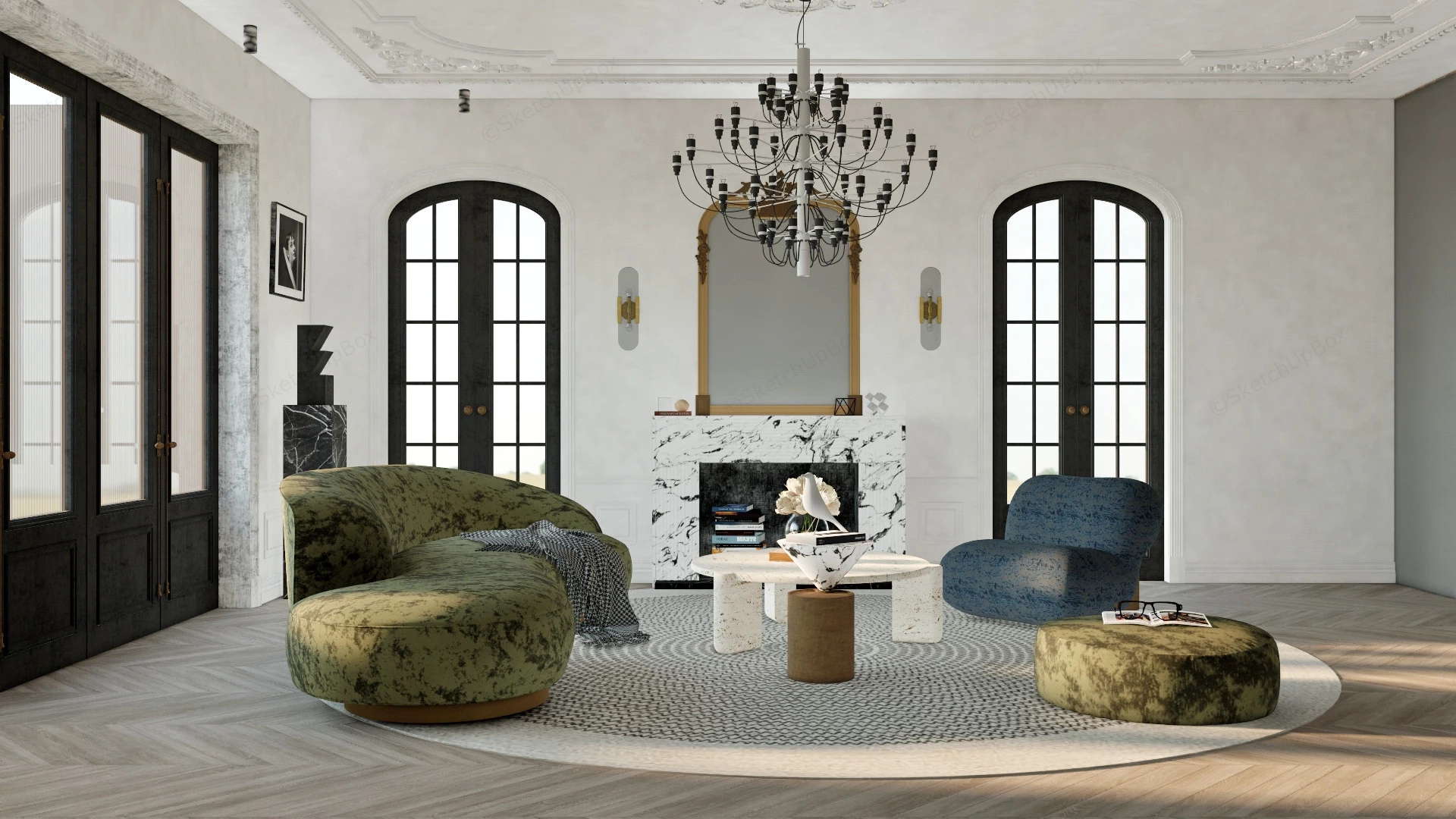 Elegant Living Room Decorating Idea sketchup model preview - SketchupBox