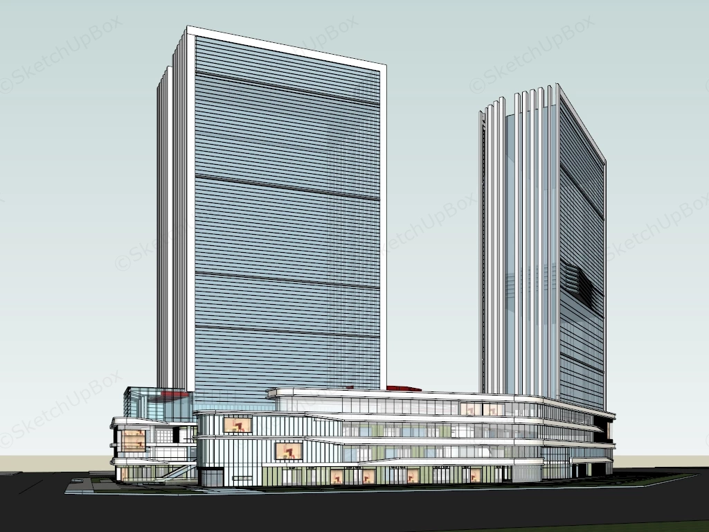 Commercial Center And Office Complex Building sketchup model preview - SketchupBox