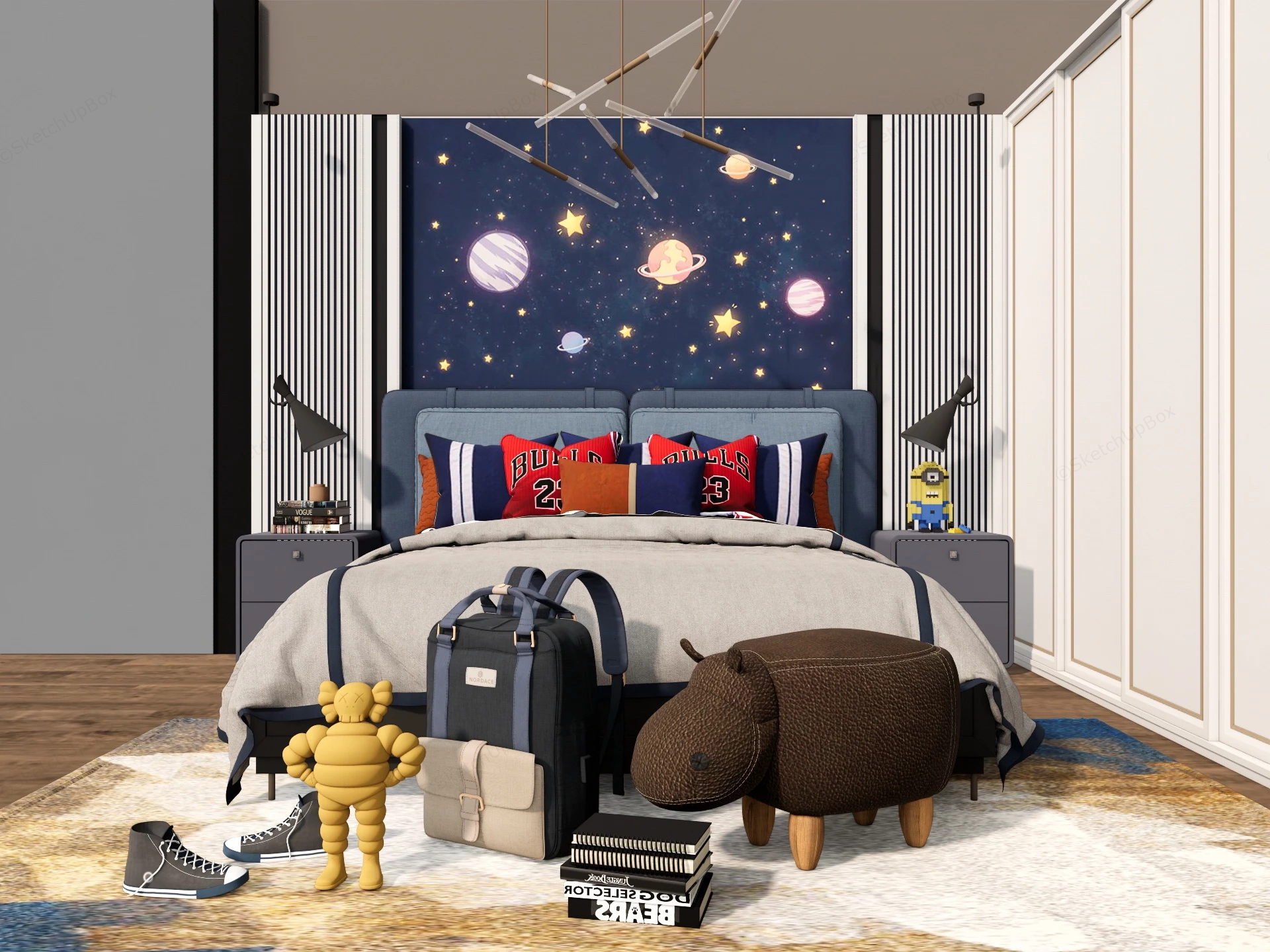 Kids Space Bedroom sketchup model preview - SketchupBox