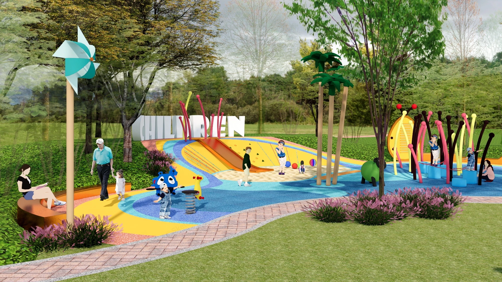 Park Sandpit Playground sketchup model preview - SketchupBox