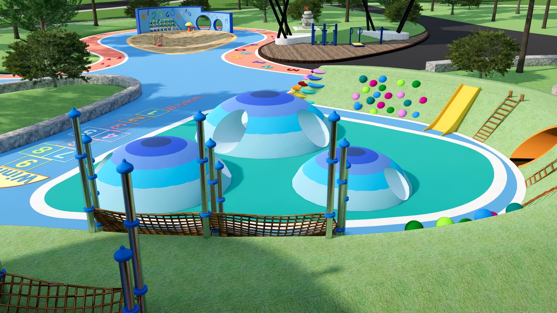 City Park Playground Design sketchup model preview - SketchupBox