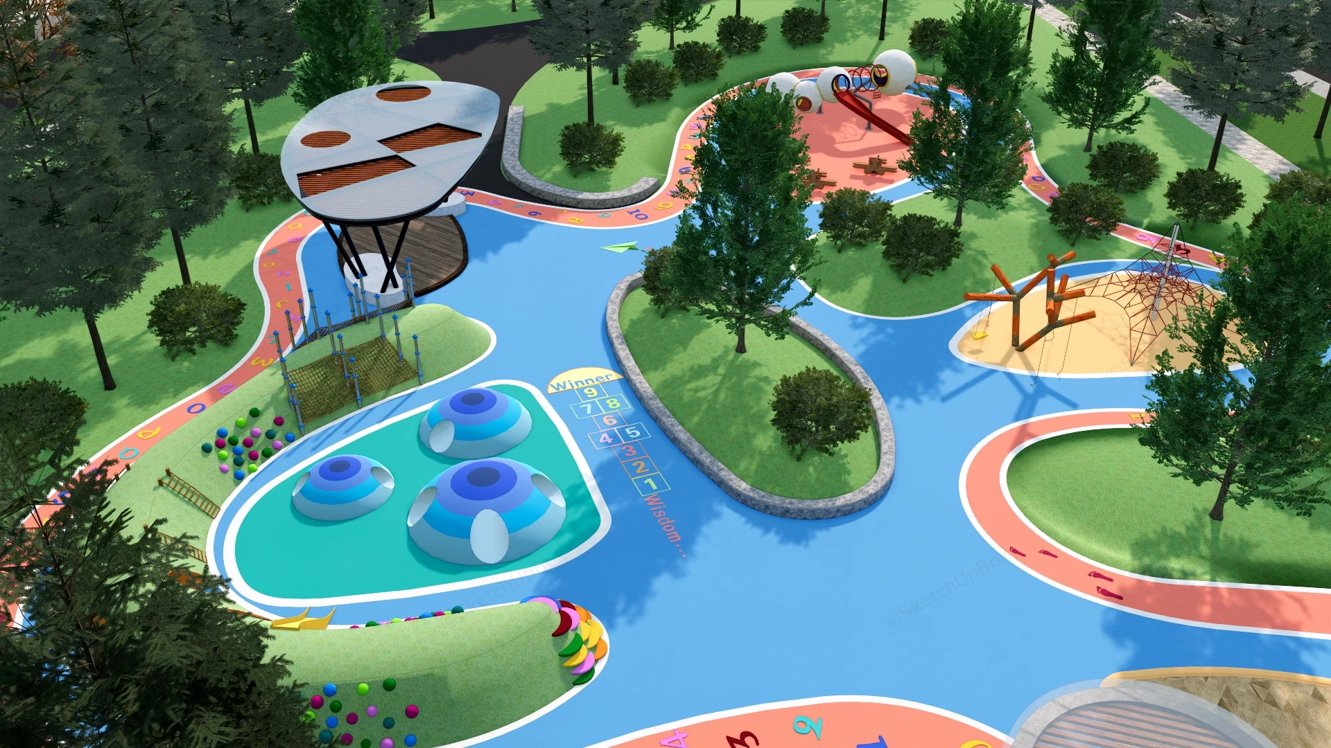 City Park Playground Design sketchup model preview - SketchupBox