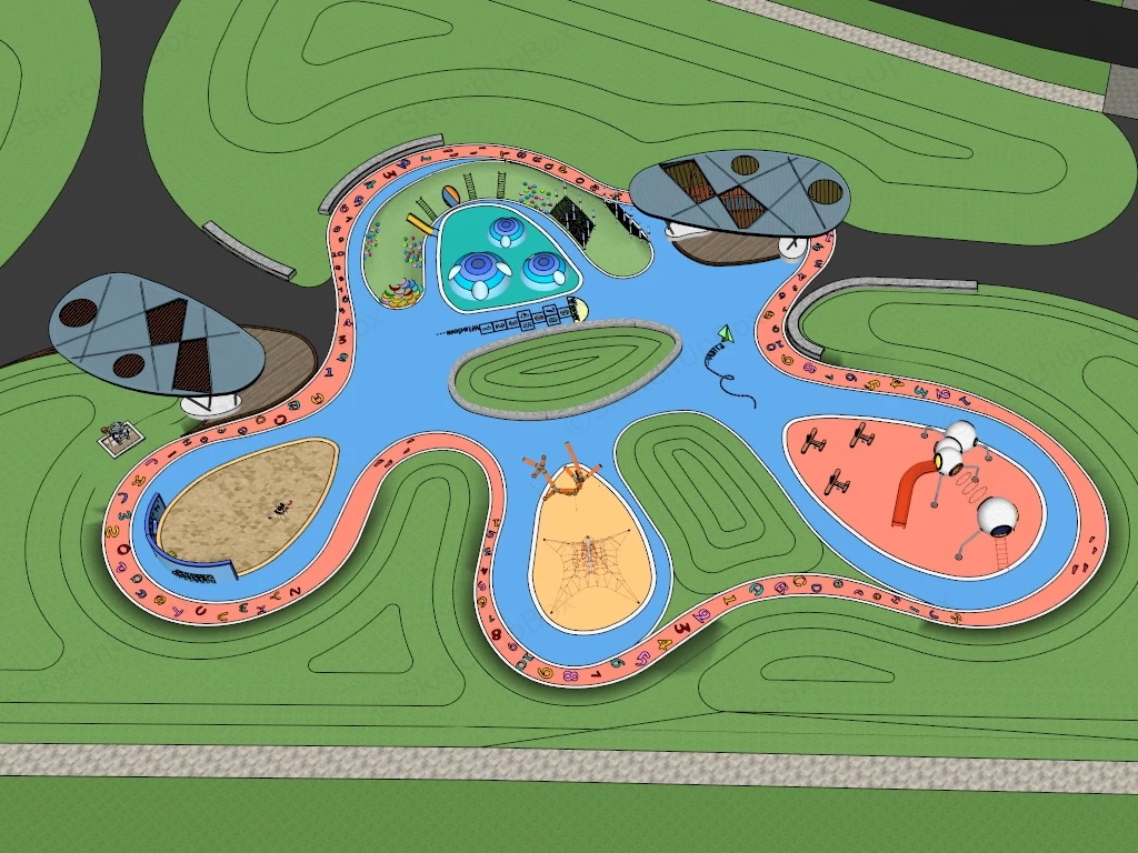 City Park Playground Design sketchup model preview - SketchupBox