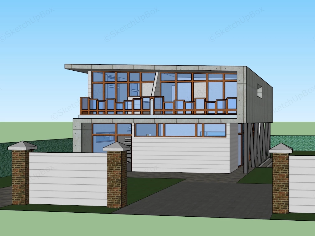 Modern House Exterior sketchup model preview - SketchupBox