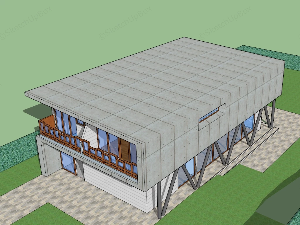 Modern House Exterior sketchup model preview - SketchupBox