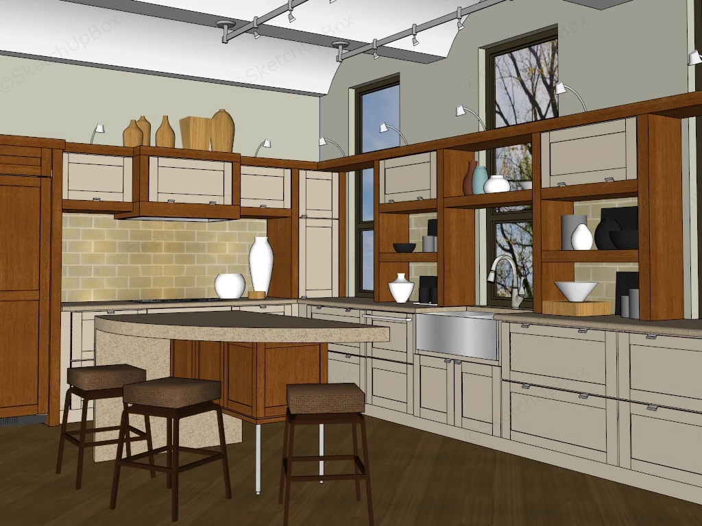 Farmhouse Style Kitchen sketchup model preview - SketchupBox