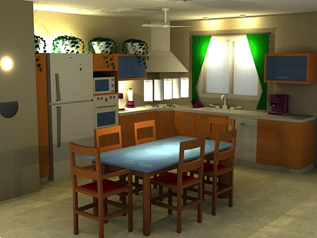 Small L Shaped Kitchen Layout sketchup model preview - SketchupBox
