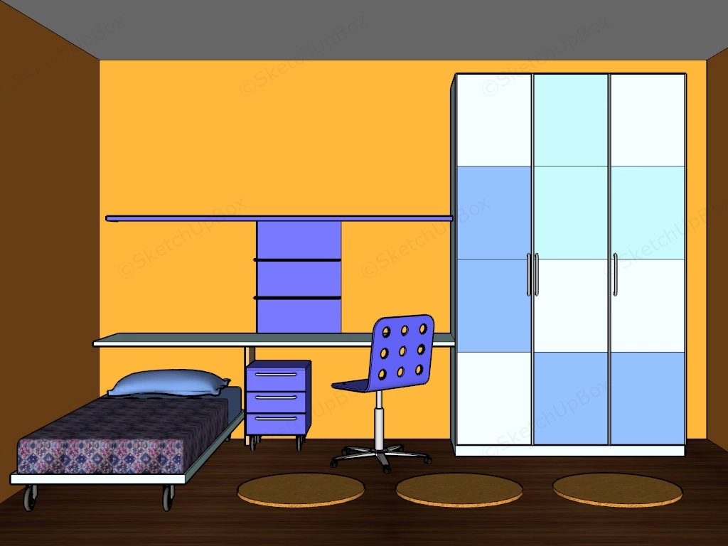 Multicolor Industrial Bedroom sketchup model preview - SketchupBox