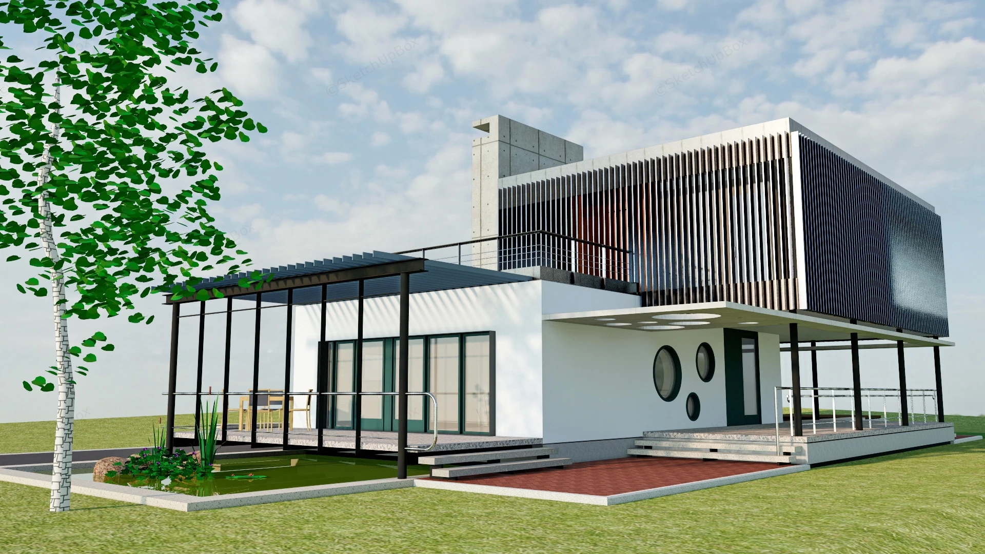 Ultra Modern Home sketchup model preview - SketchupBox