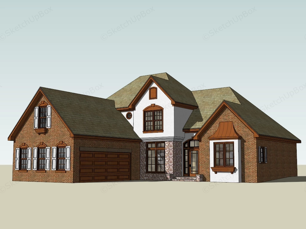 2 Story Suburban Home sketchup model preview - SketchupBox