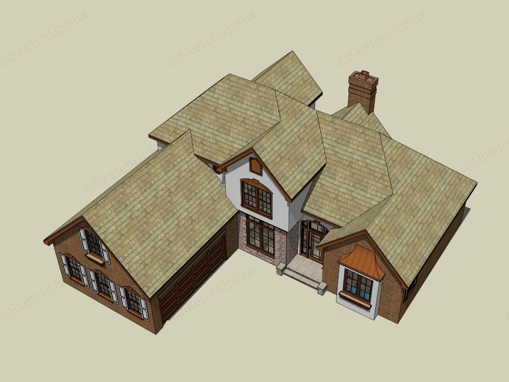 2 Story Suburban Home sketchup model preview - SketchupBox