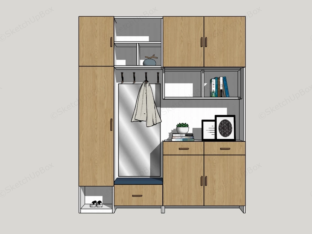 Mudroom Storage Cabinet sketchup model preview - SketchupBox