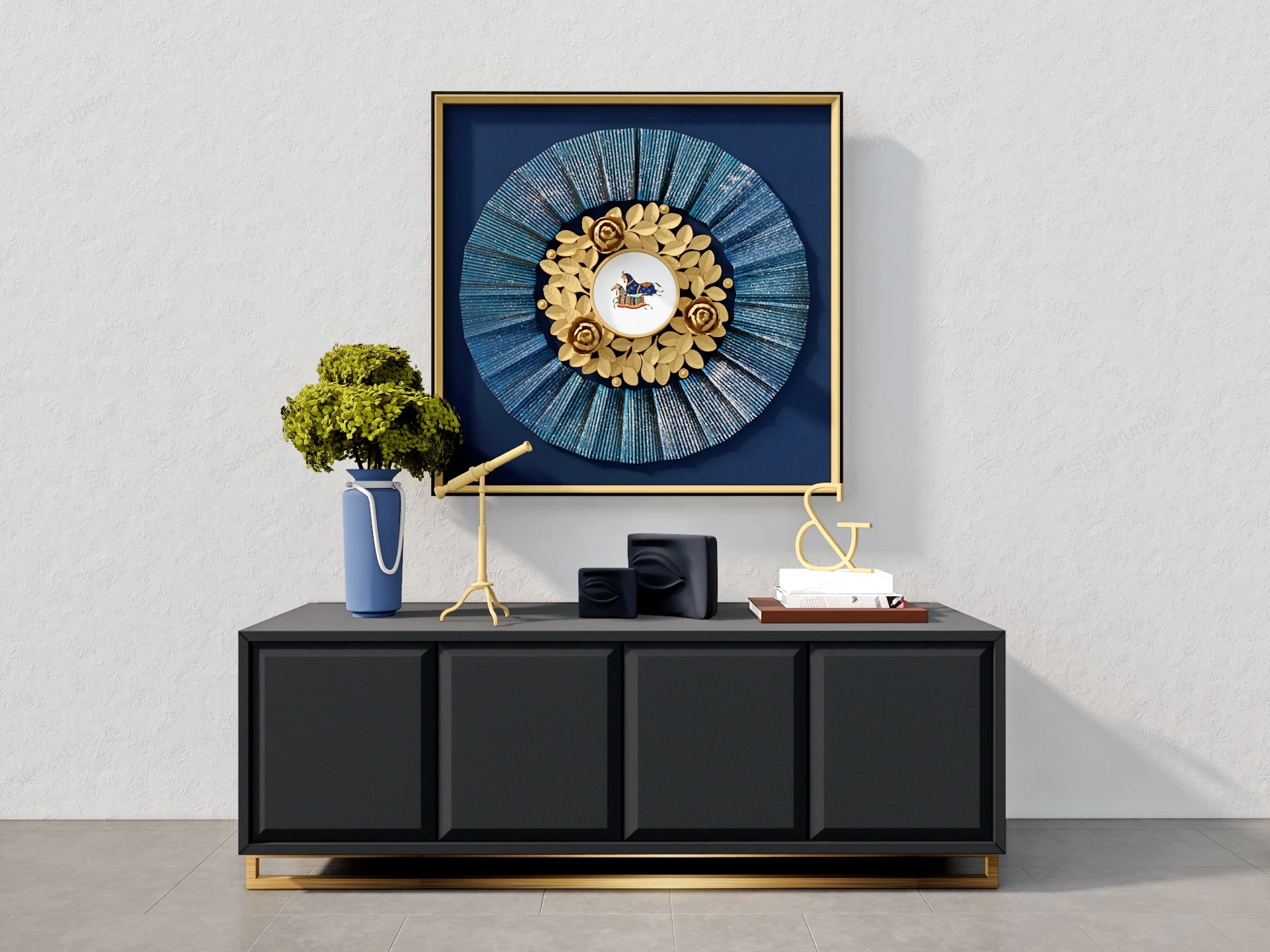 Black Sideboard For Living Room sketchup model preview - SketchupBox