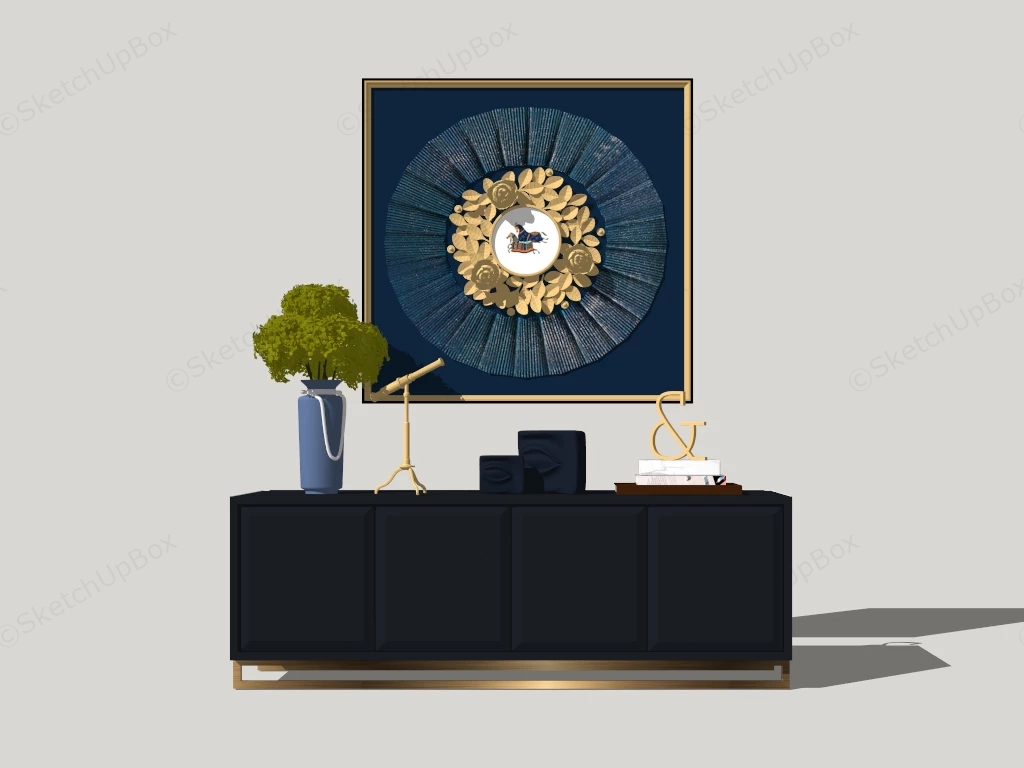Black Sideboard For Living Room sketchup model preview - SketchupBox