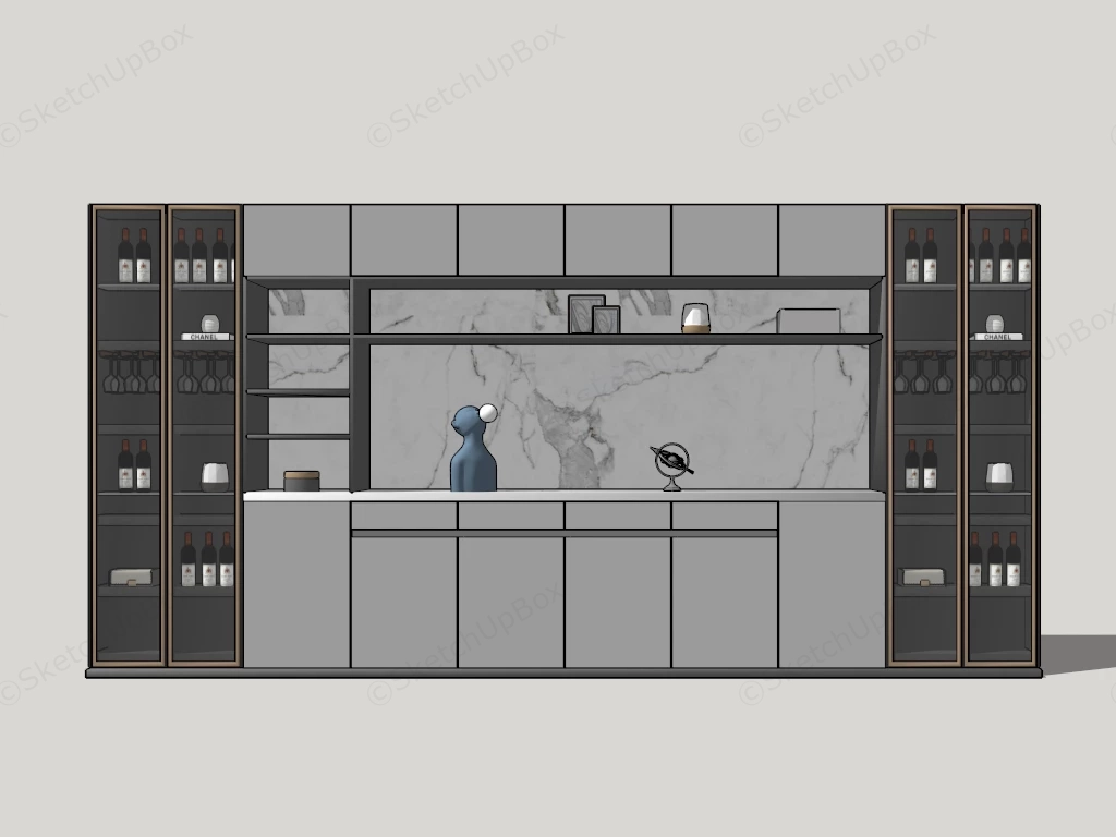 Modern Home Bar Cabinet sketchup model preview - SketchupBox