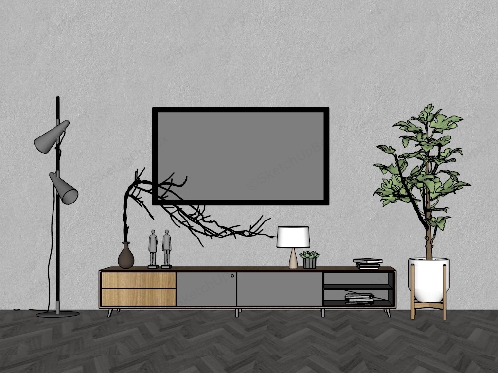 Modern Minimalist TV Stand sketchup model preview - SketchupBox