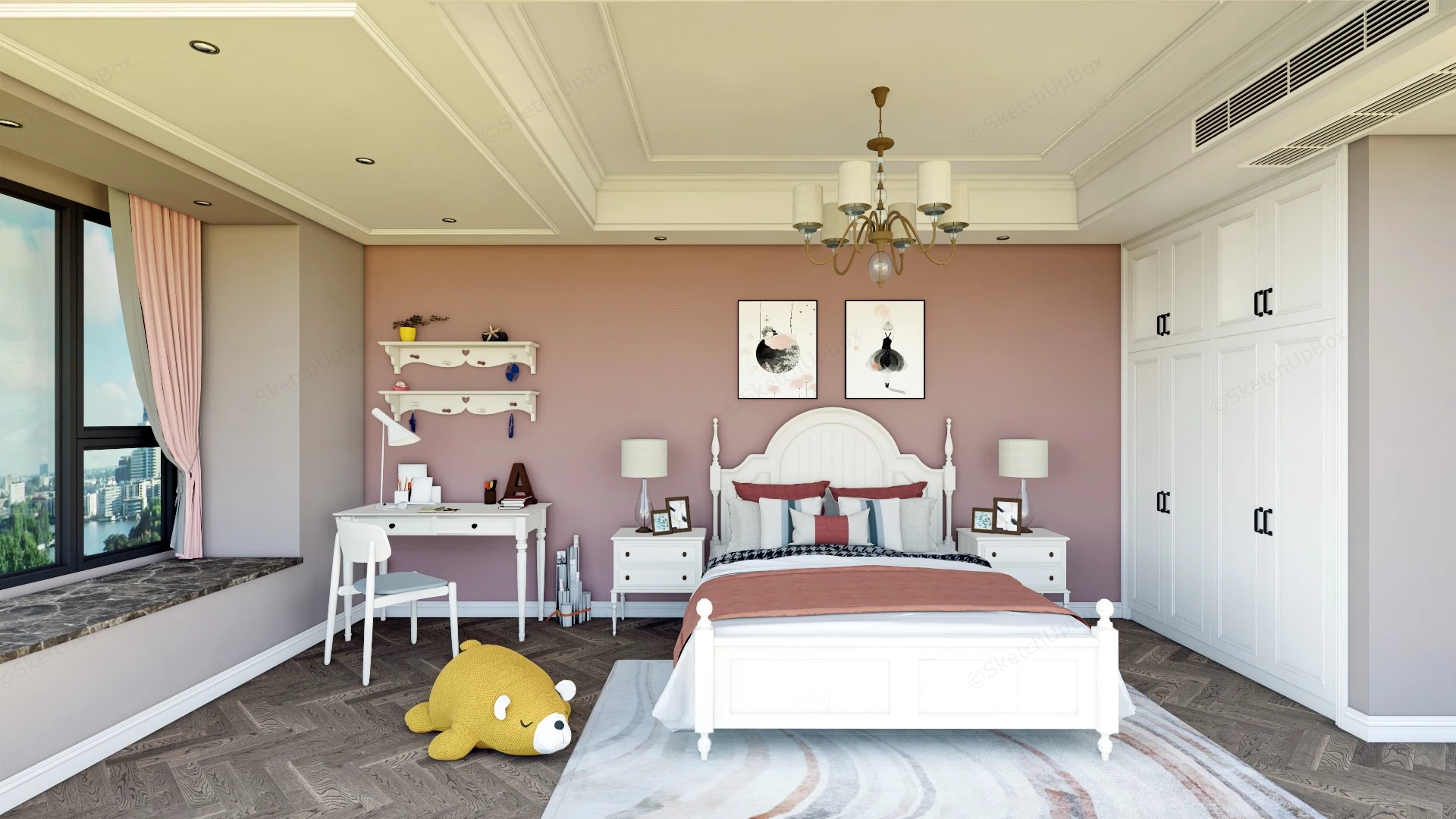 New Classic Teen Girl Room sketchup model preview - SketchupBox