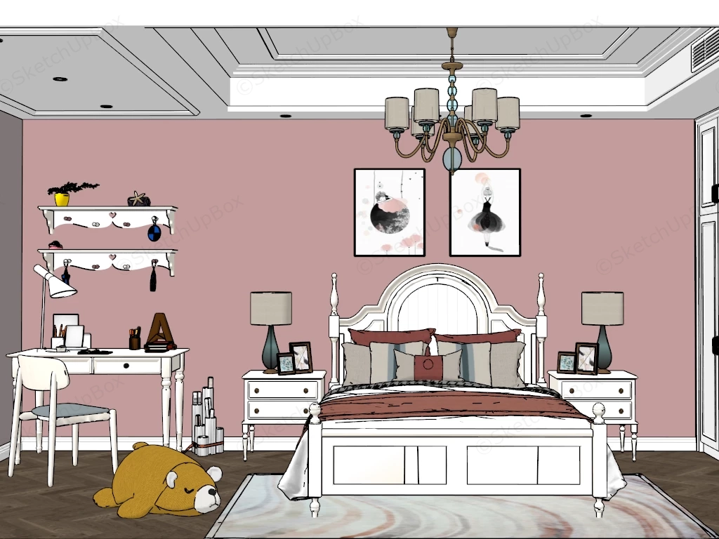 New Classic Teen Girl Room sketchup model preview - SketchupBox