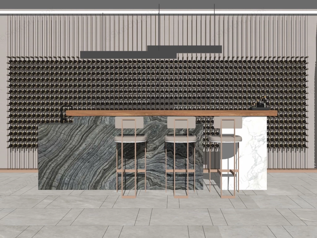 Modern Home Bar Design sketchup model preview - SketchupBox