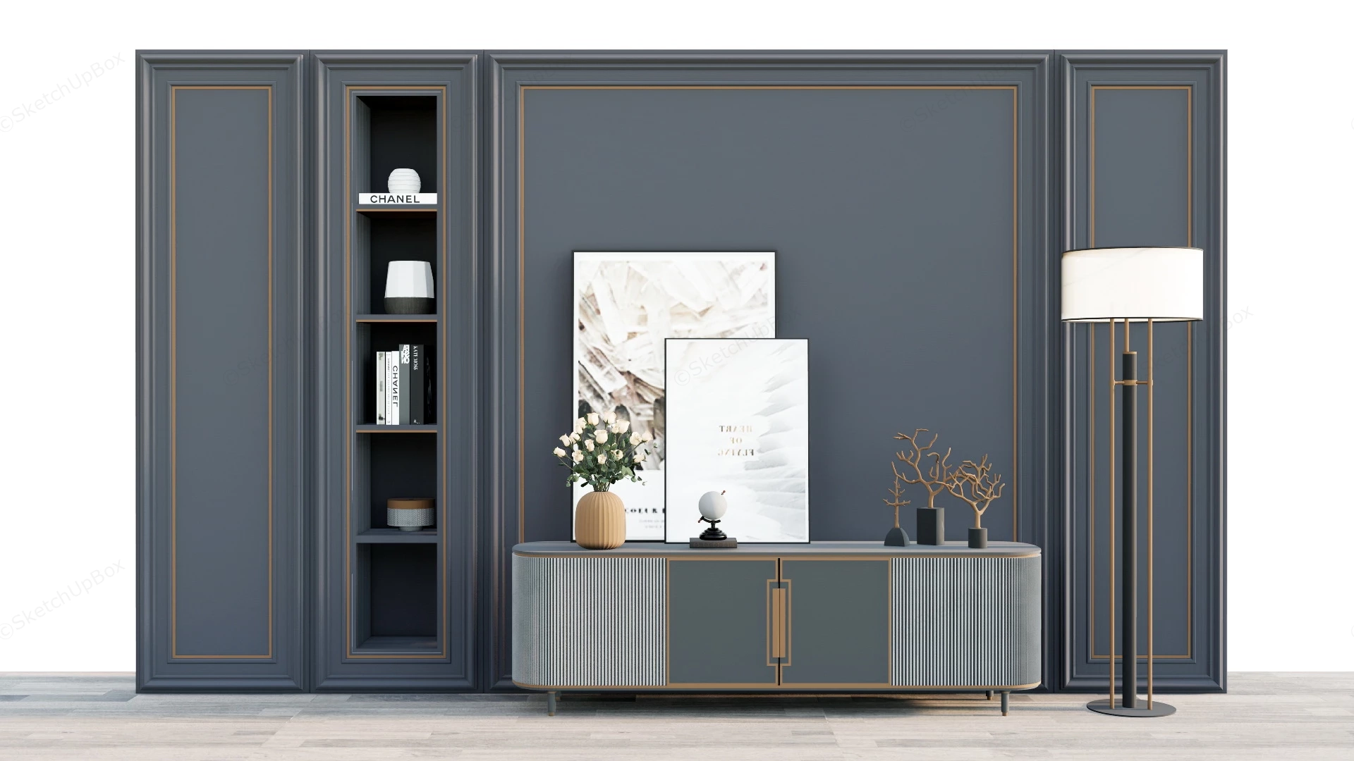 Accent Wall Sideboard Decorating Idea sketchup model preview - SketchupBox