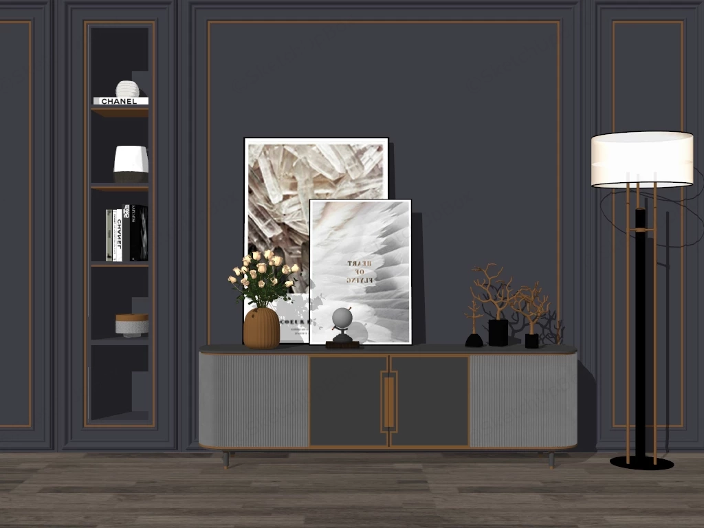 Accent Wall Sideboard Decorating Idea sketchup model preview - SketchupBox