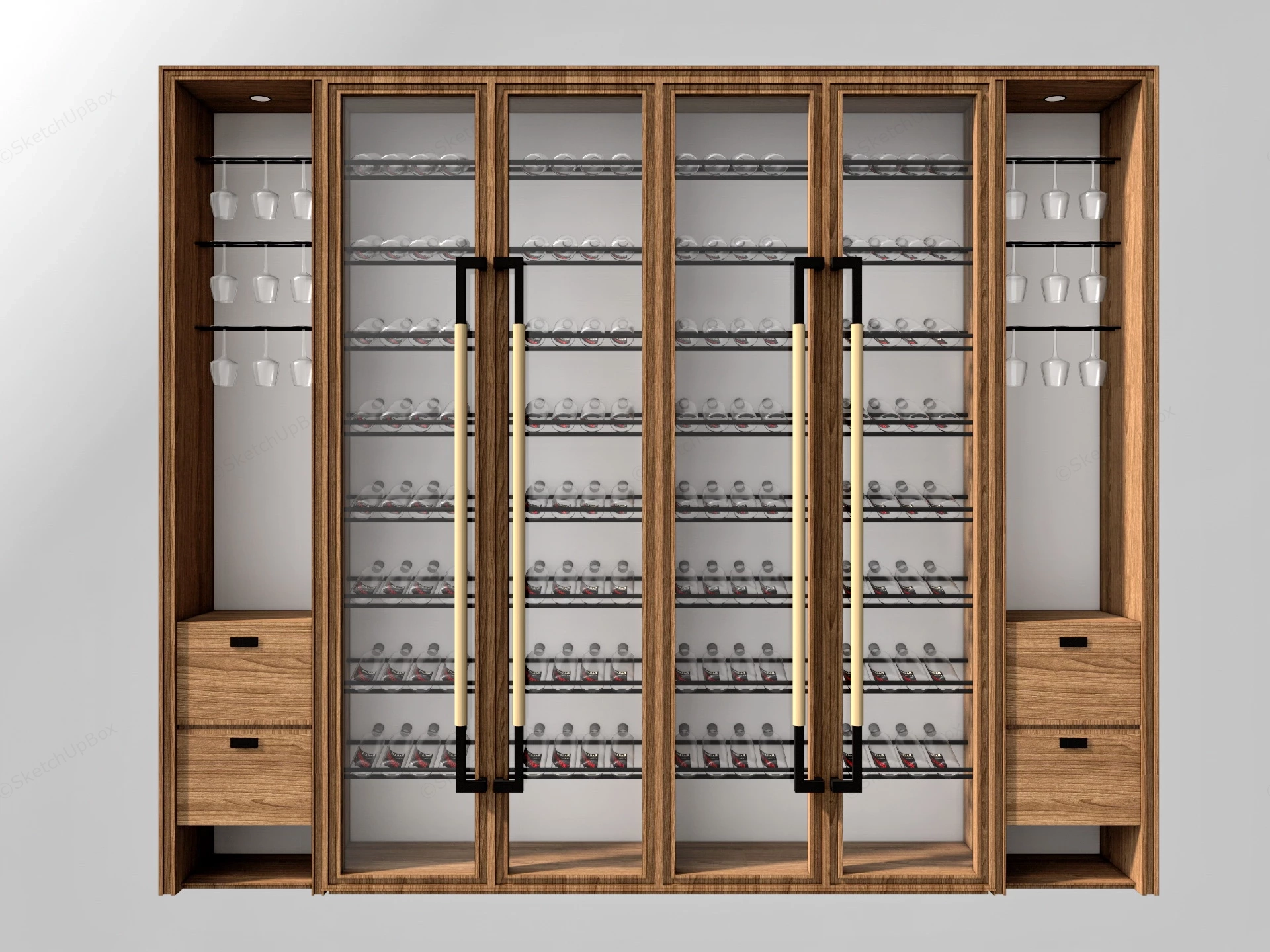 Wooden Wine Racks Cabinet sketchup model preview - SketchupBox