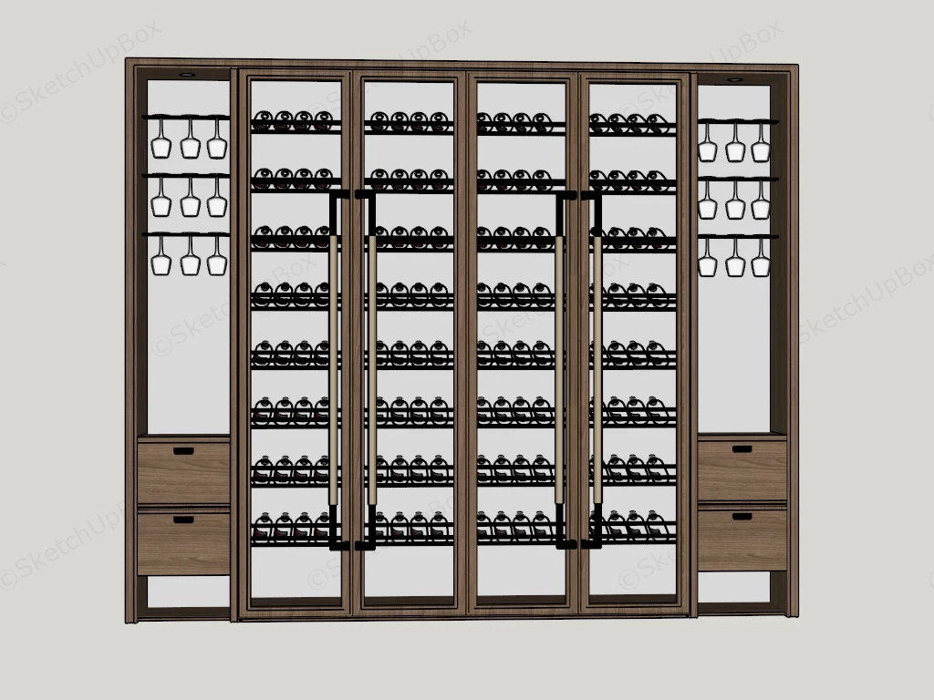Wooden Wine Racks Cabinet sketchup model preview - SketchupBox