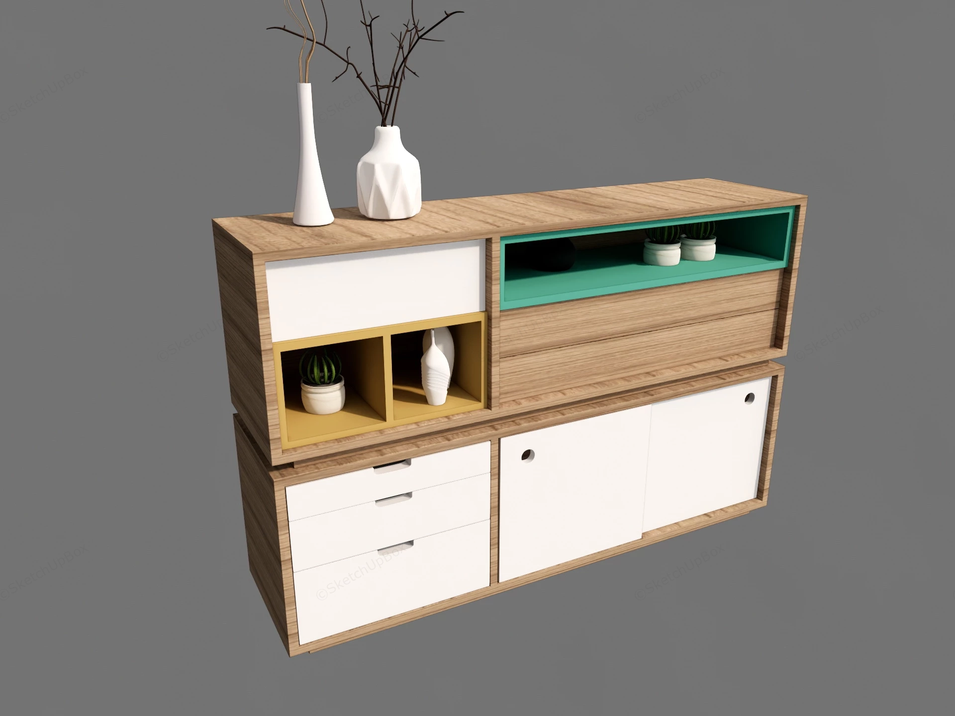 Small Wooden Sideboard sketchup model preview - SketchupBox