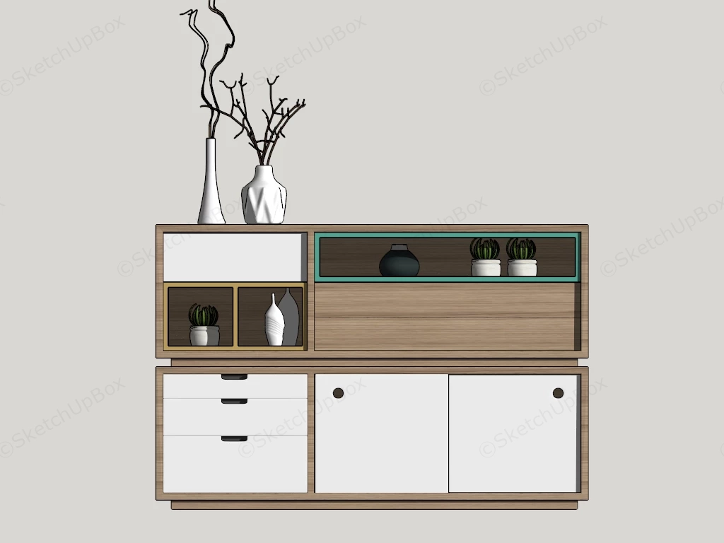 Small Wooden Sideboard sketchup model preview - SketchupBox