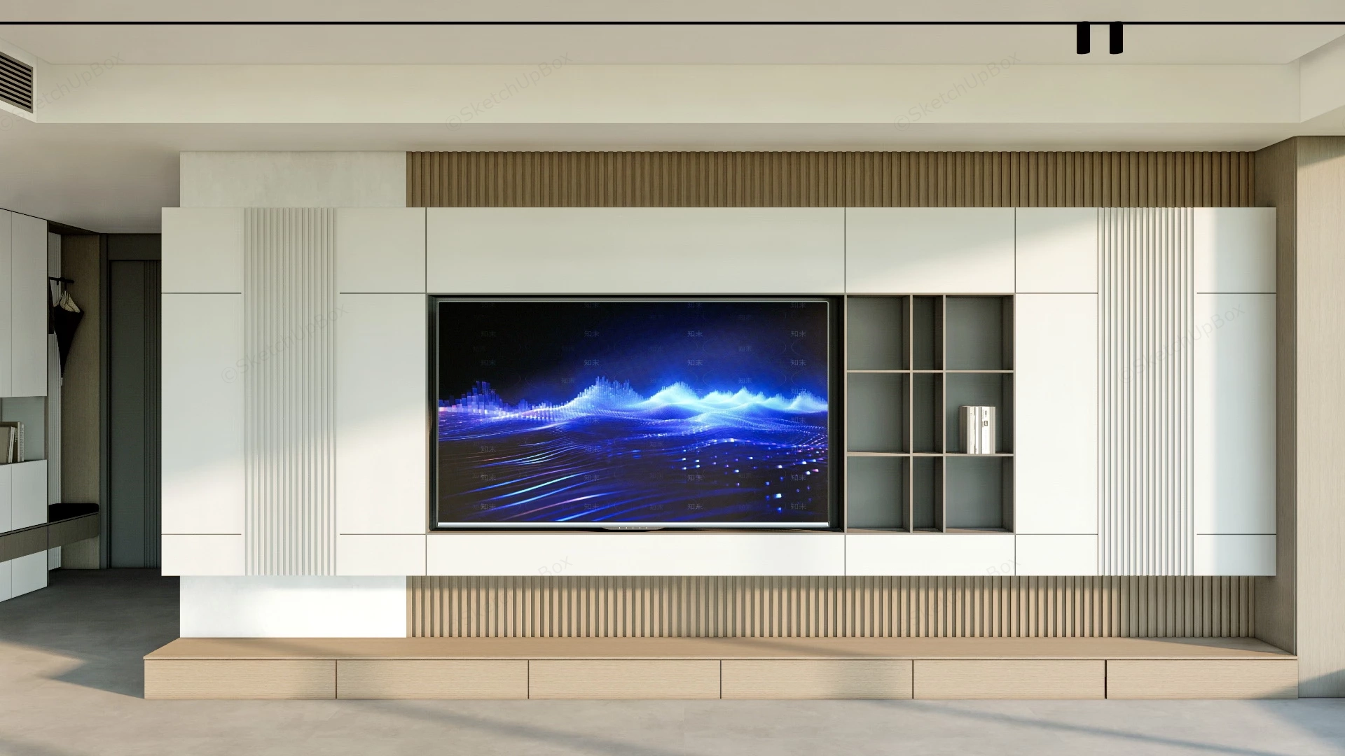 Modern Living Room TV Wall Design sketchup model preview - SketchupBox