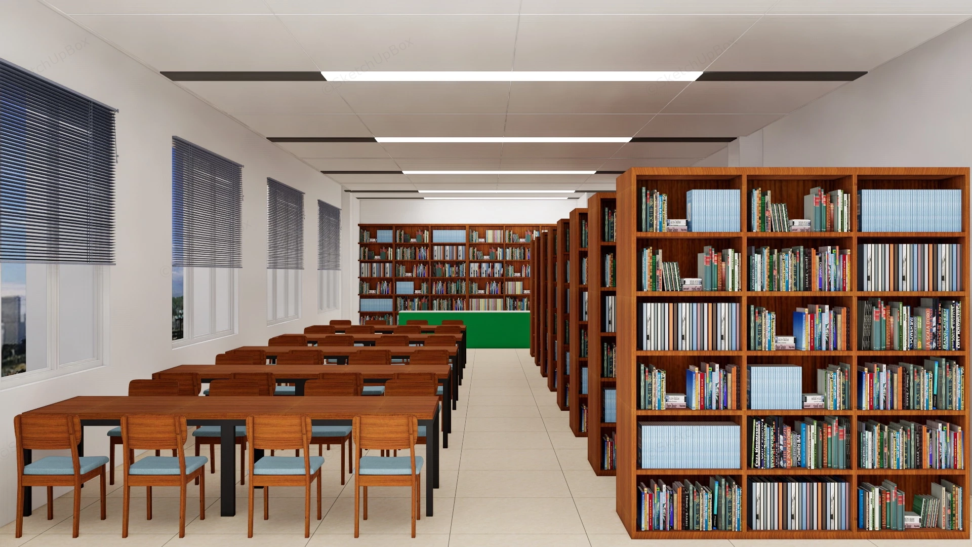 Small Public Library Interior sketchup model preview - SketchupBox