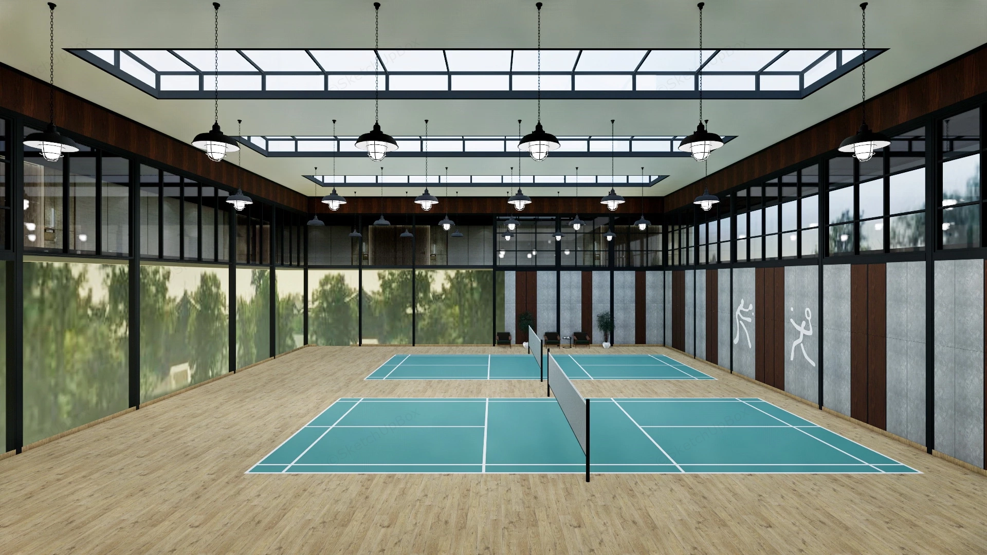 Indoor Badminton Court Design sketchup model preview - SketchupBox
