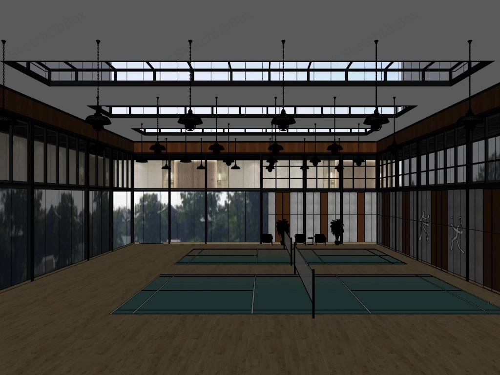 Indoor Badminton Court Design sketchup model preview - SketchupBox