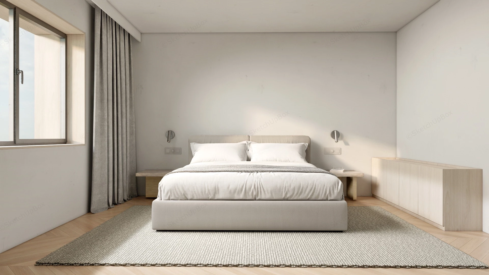 Minimalist Bedroom Design sketchup model preview - SketchupBox