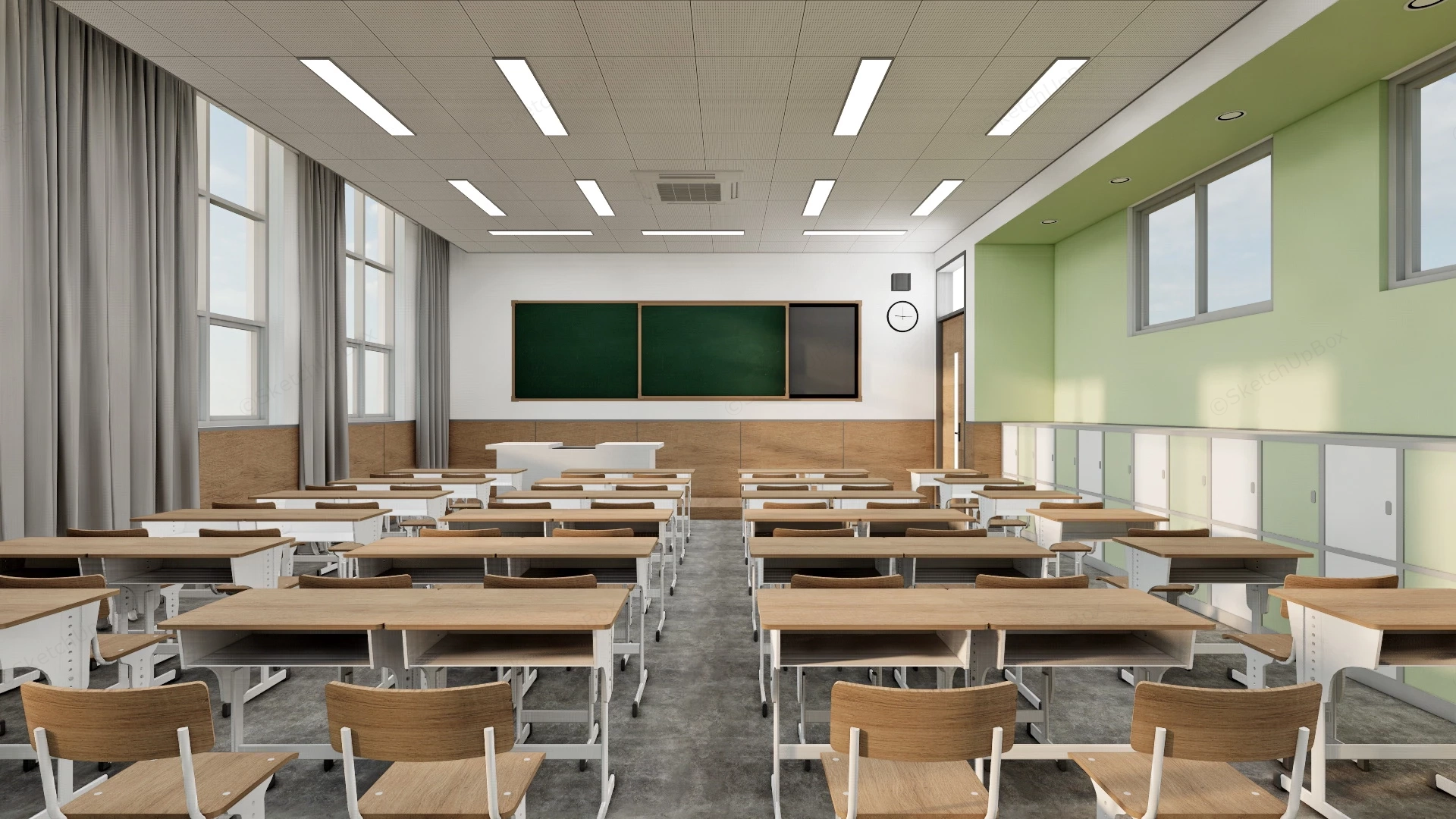Classroom Interior Design sketchup model preview - SketchupBox