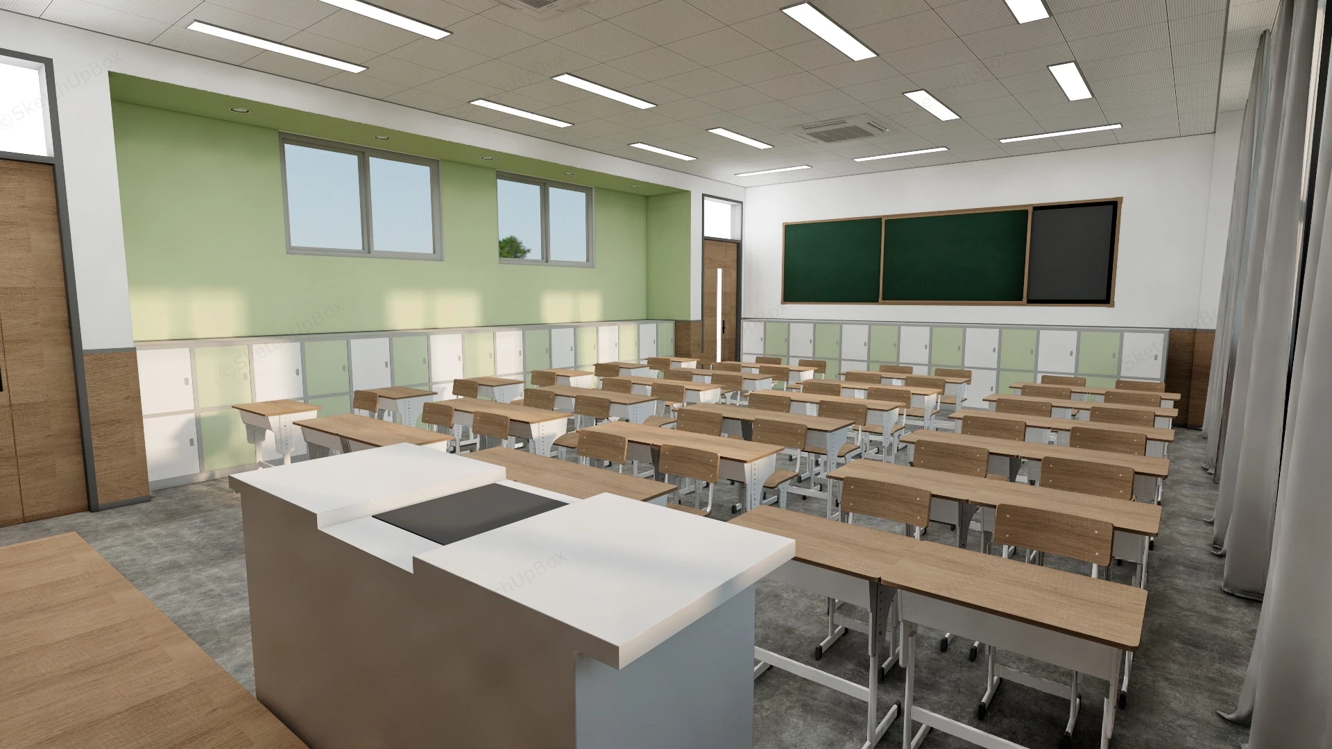 Classroom Interior Design sketchup model preview - SketchupBox