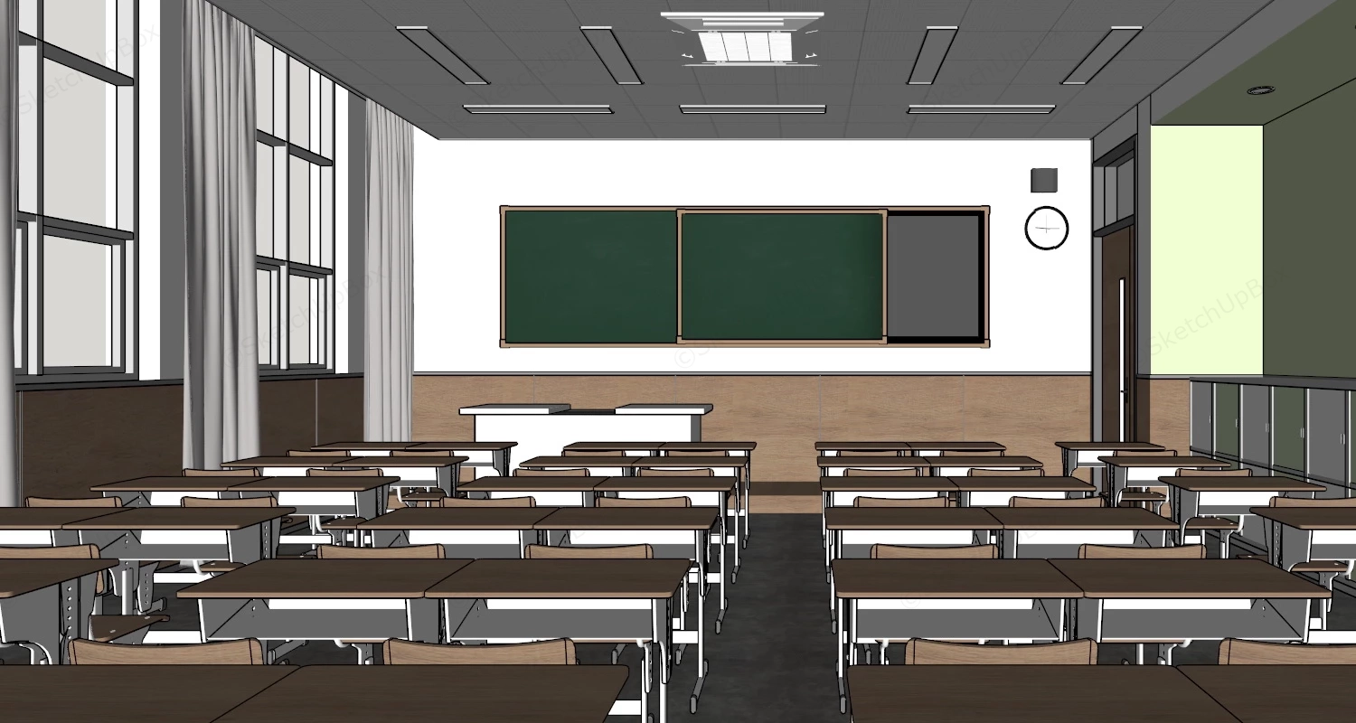 Classroom Interior Design sketchup model preview - SketchupBox