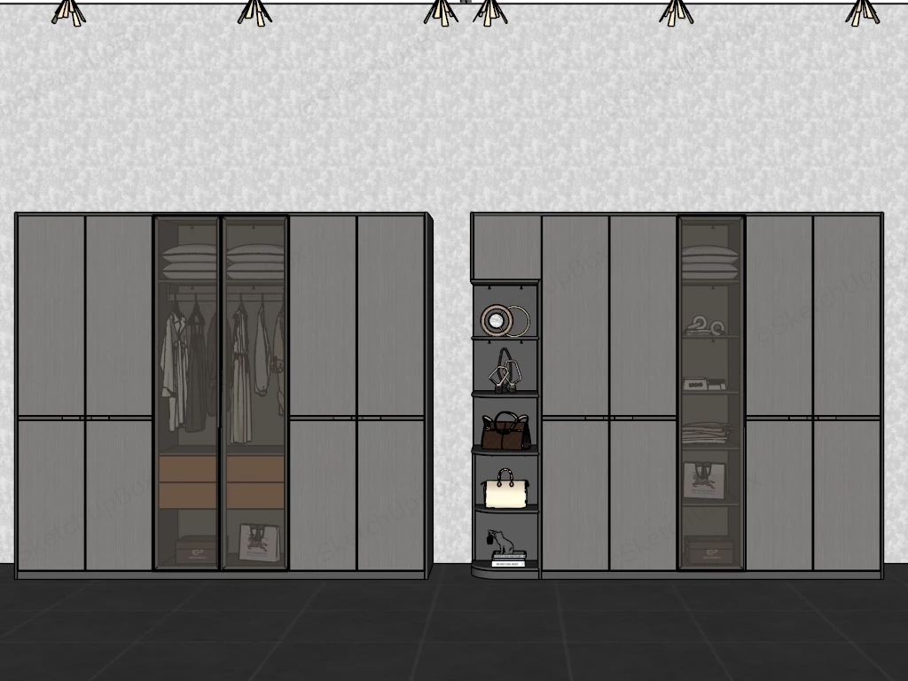 Modern Wardrobe Design sketchup model preview - SketchupBox