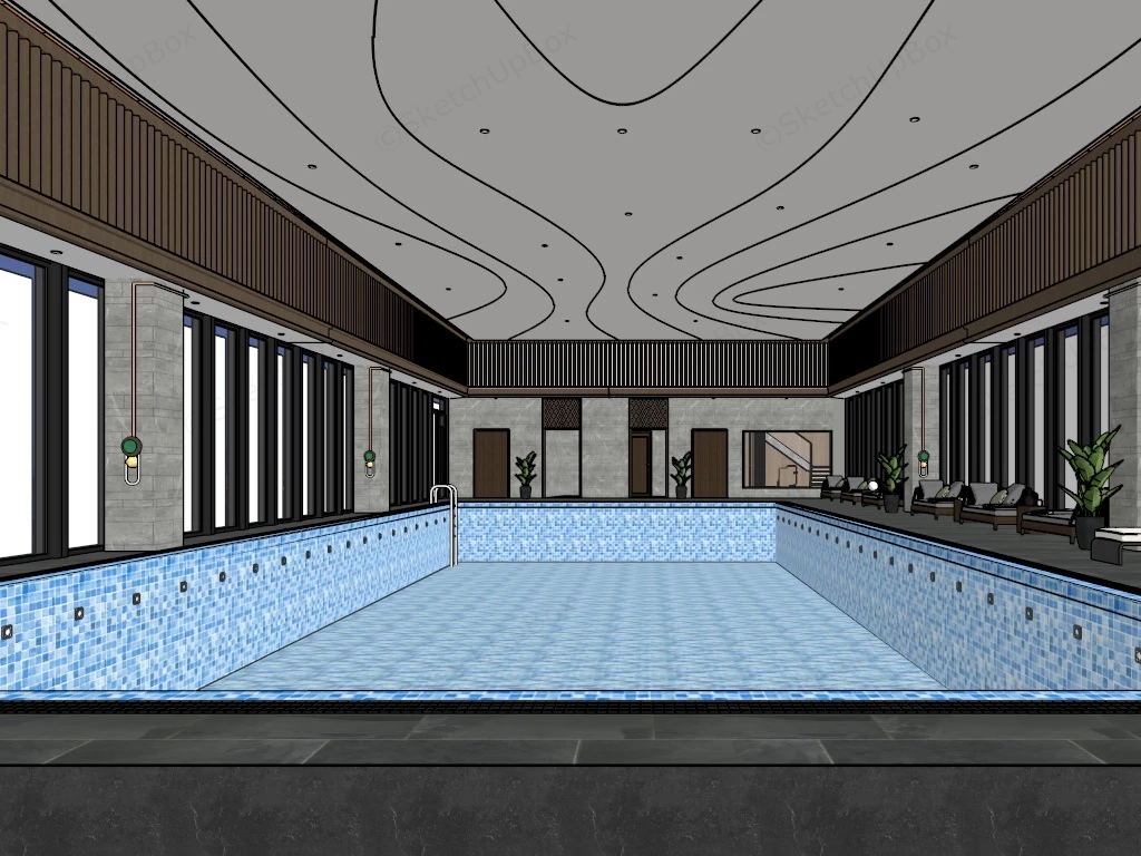 Hotel Indoor Swimming Pool sketchup model preview - SketchupBox