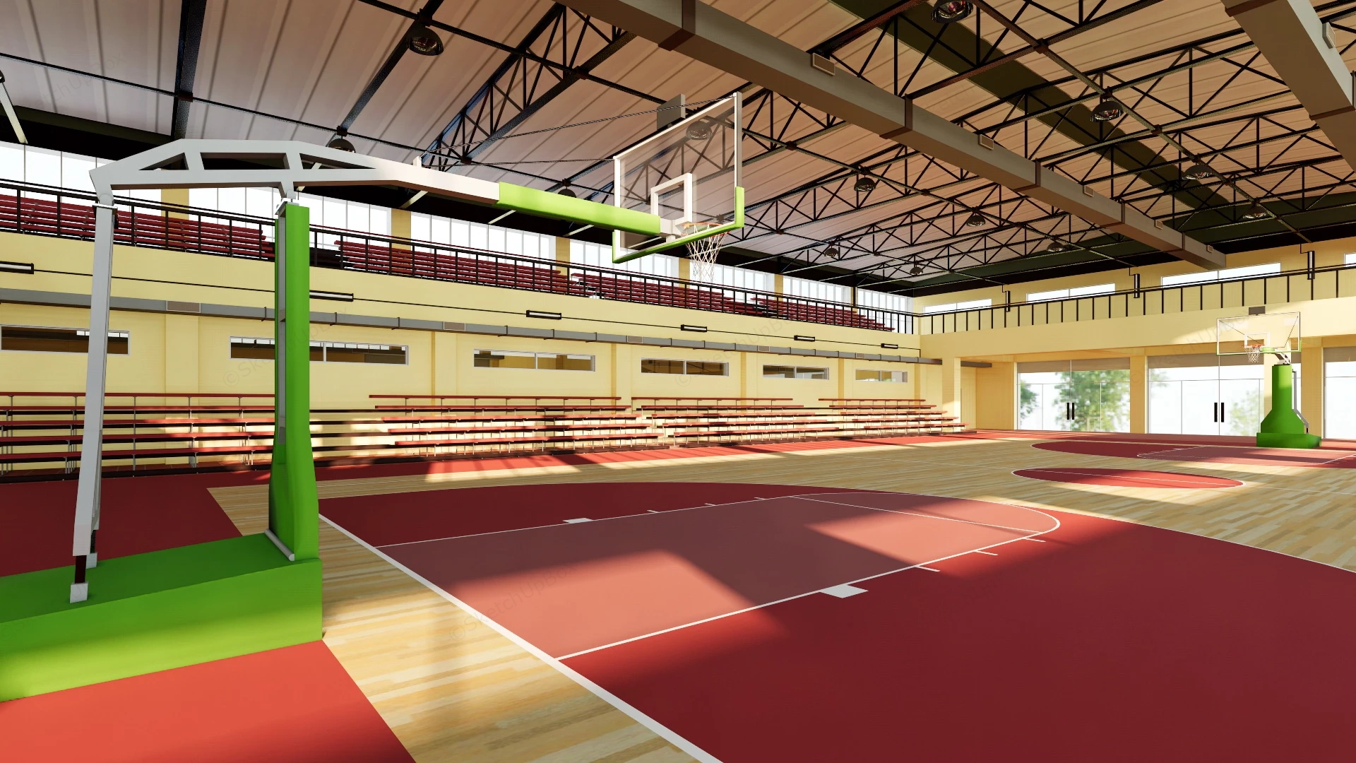 Indoor Basketball Court sketchup model preview - SketchupBox