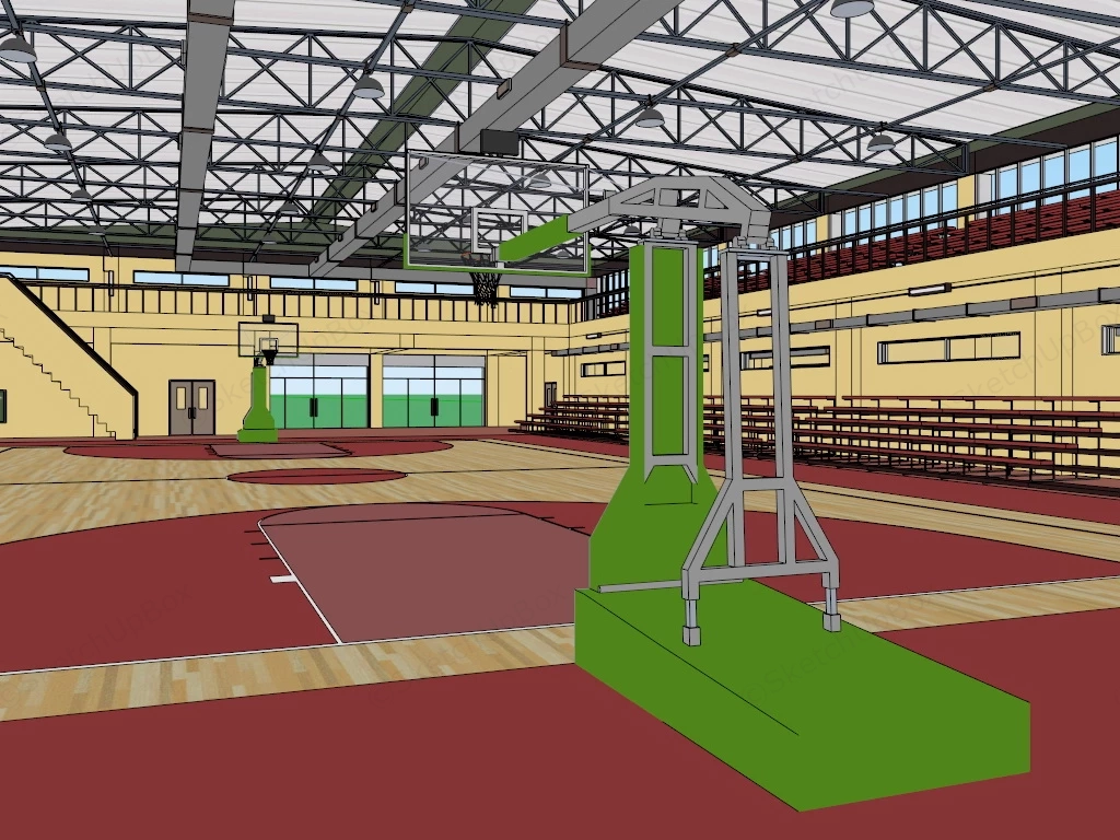 Indoor Basketball Court sketchup model preview - SketchupBox