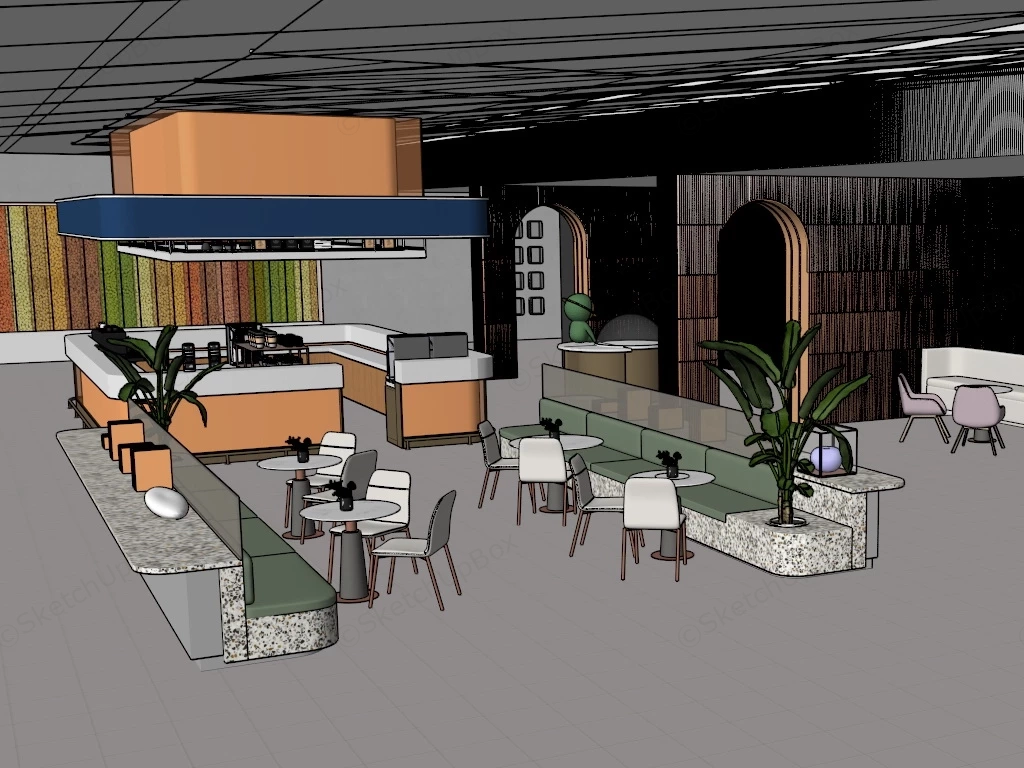 Office Lounge Coffee Bar sketchup model preview - SketchupBox