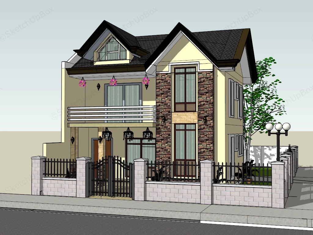 2 Storey Residential House sketchup model preview - SketchupBox