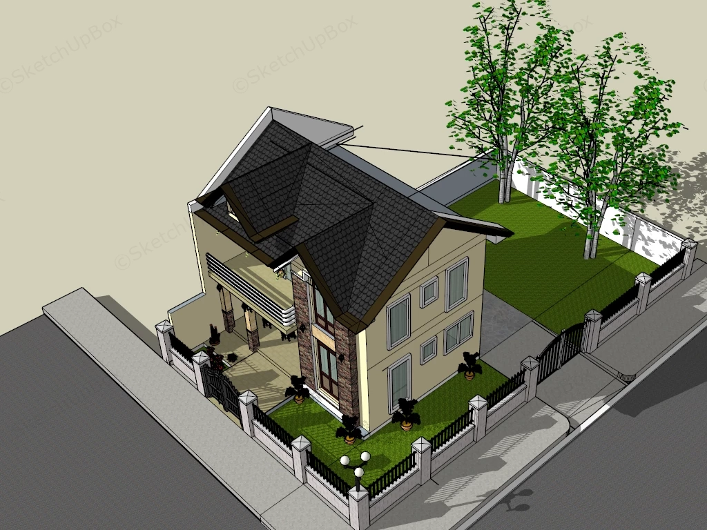 2 Storey Residential House sketchup model preview - SketchupBox