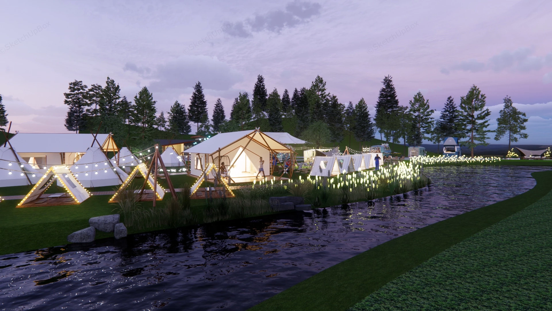 RV Park Campground Design sketchup model preview - SketchupBox