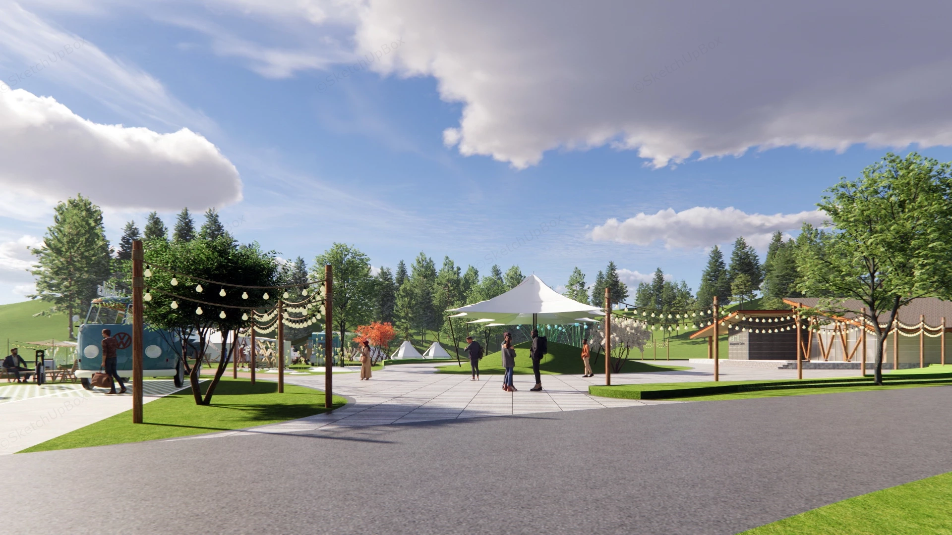 RV Park Campground Design sketchup model preview - SketchupBox