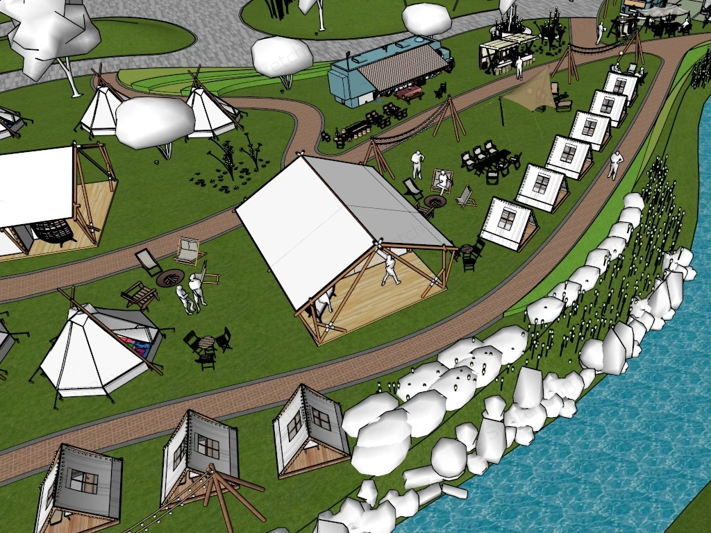 RV Park Campground Design sketchup model preview - SketchupBox
