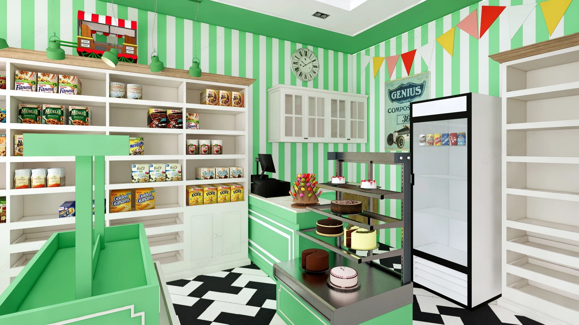 Candy Shop Interior Design sketchup model preview - SketchupBox