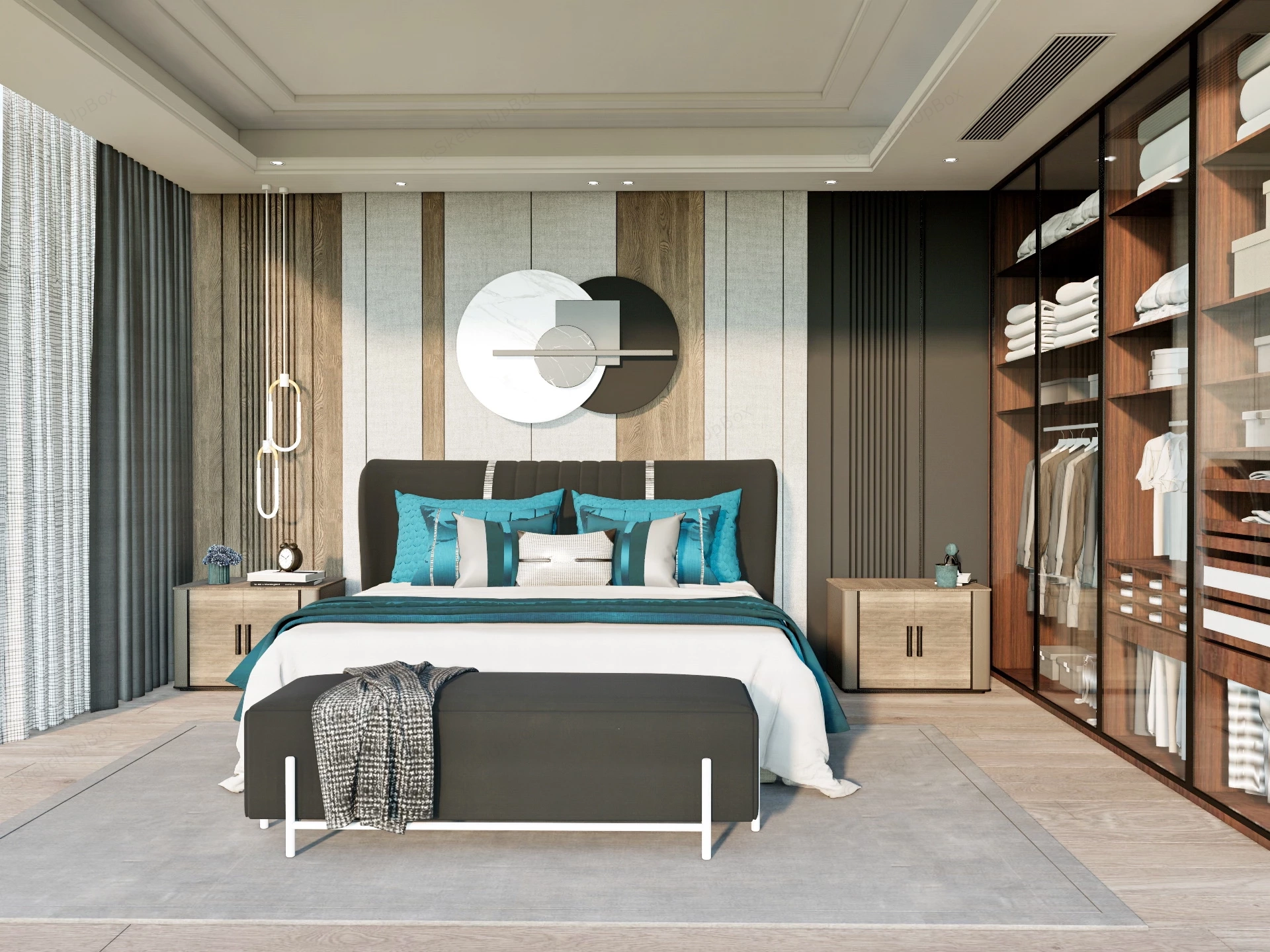 Cozy Elegant Master Bedroom sketchup model preview - SketchupBox